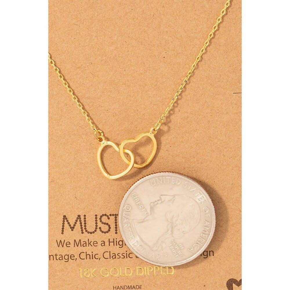 Heart Link Necklace – Dainty Interlocking Hearts, Gold Chain - Picture 2 of 3
